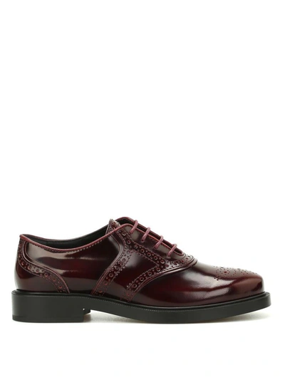 Shop Tod's Polished Brogue Lace-up Shoes In Must
