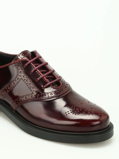 Shop Tod's Polished Brogue Lace-up Shoes In Must