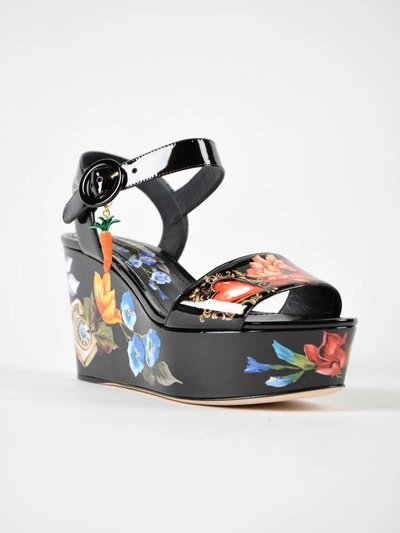 Shop Dolce & Gabbana Romantic Wedge Sandals In Hnmfiori-telefoni F.nero