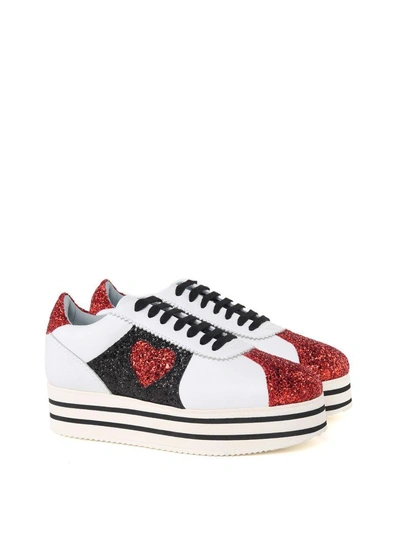 Shop Chiara Ferragni Chiara Suite Glittered Leather Platform Sneakers In Multi