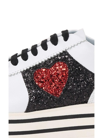 Shop Chiara Ferragni Chiara Suite Glittered Leather Platform Sneakers In Multi