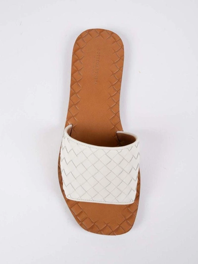 Shop Bottega Veneta Intrecciato Sliders In White