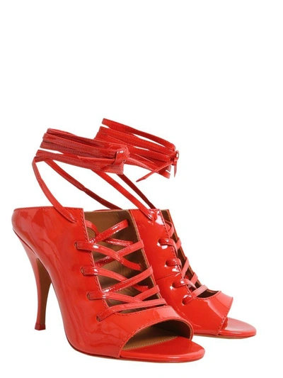 Shop Givenchy Lace-up Mules In Rosso
