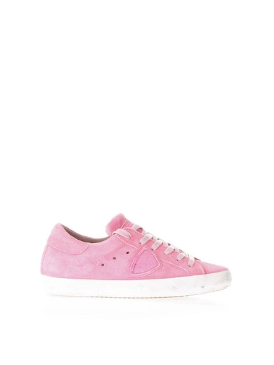 Shop Philippe Model Fuxia Suede Sneakers