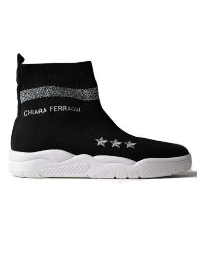 Shop Chiara Ferragni Embroidered Sock Sneakers In Black