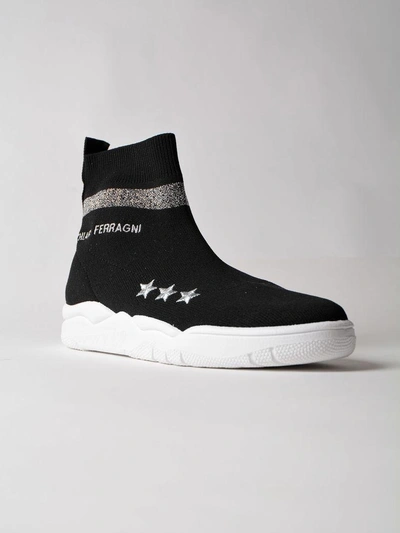 Shop Chiara Ferragni Embroidered Sock Sneakers In Black