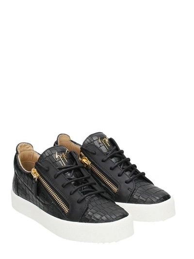 Shop Giuseppe Zanotti Kriss Black Leather Sneakers
