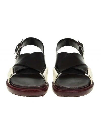 Shop Marni Sandals In Leather With Cross Band In White