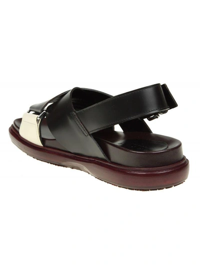 Shop Marni Sandals In Leather With Cross Band In White