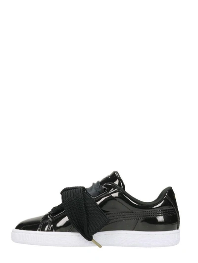 Shop Puma Basket Heart Patent Wm Sneakers In Black