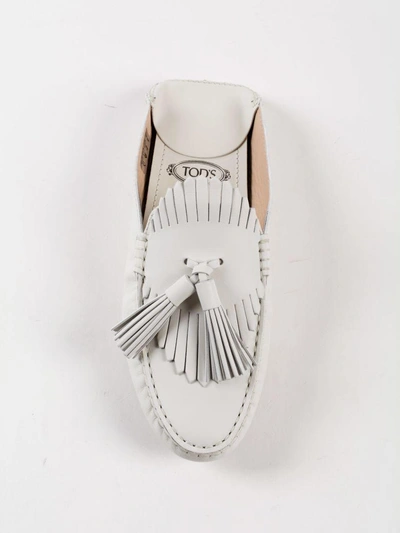 Shop Tod's Tassel Collapsible Loafers In Bbianco