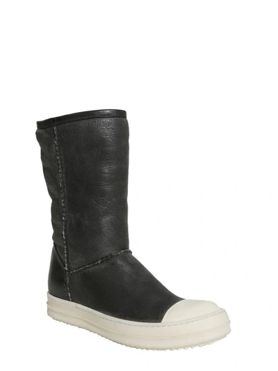 Shop Rick Owens Leather Boots In Nero