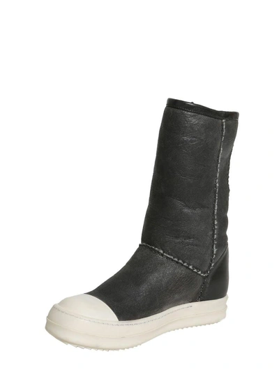 Shop Rick Owens Leather Boots In Nero