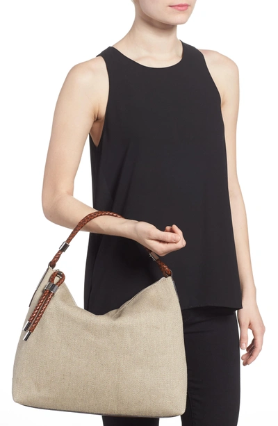 Shop Michael Kors Large Skorpios Linen Hobo - Beige In Acorn