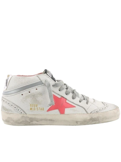 Shop Golden Goose Mid Star Sneakers In White Used-pink Patent