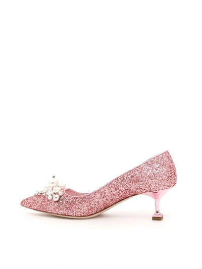 Shop Miu Miu Glitter Pumps In Petalorosa