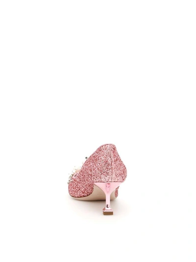 Shop Miu Miu Glitter Pumps In Petalorosa