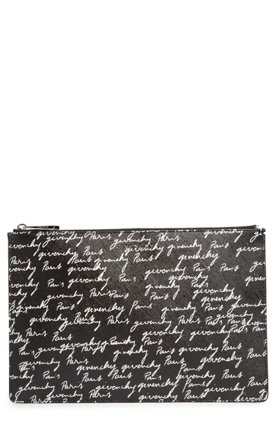 Shop Givenchy Medium Print Coated Canvas Pouch - Black In Black/ White