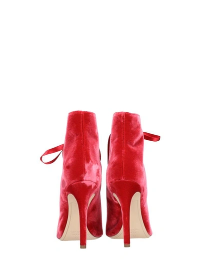 Shop Dei Mille Red Velvet Ankle Boots