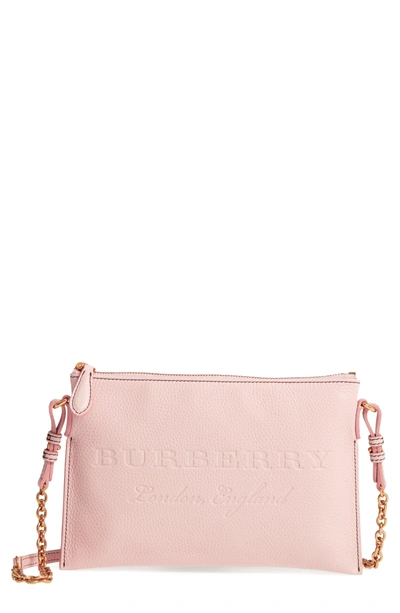 Shop Burberry Peyton Logo Crossbody Bag - Pink In Pale Ash Rose