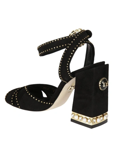 Shop Dolce & Gabbana Studded Sandals In Black-gold