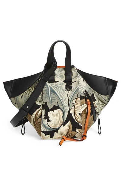 Shop Loewe Small Hammock Camo Canvas & Leather Hobo - Green In Green Multitone