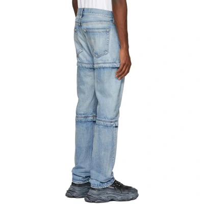 Shop Balenciaga Blue Zipped Jeans In 4009 Dirty