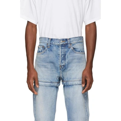 Shop Balenciaga Blue Zipped Jeans In 4009 Dirty