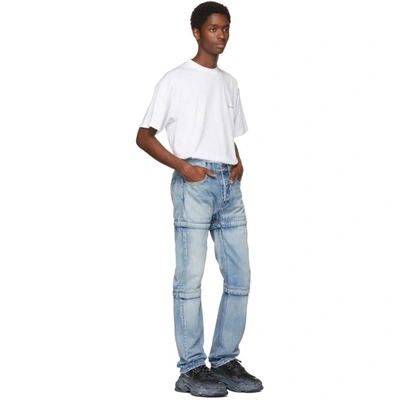 Shop Balenciaga Blue Zipped Jeans In 4009 Dirty