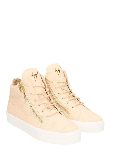 Shop Giuseppe Zanotti Kriss Pink Leather Low Top Sneakers In Rose-pink