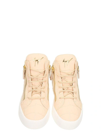 Shop Giuseppe Zanotti Kriss Pink Leather Low Top Sneakers In Rose-pink