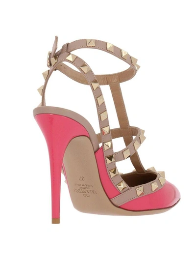 Shop Valentino Pumps  Rockstud Ankle Strap In Genuine Patent Leather With Micro Metal Studs In Pink