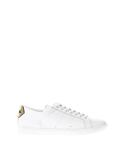 Shop Saint Laurent Signature Court Classic Sl/01 Lips Sneaker With Silver And Gold Metallic Snakeskin In White