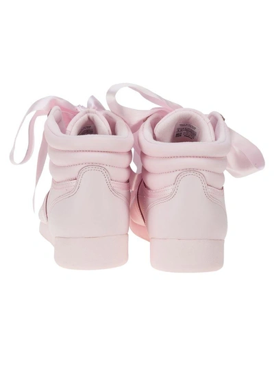 Shop Reebok Freestyle Hi Satin In Pink