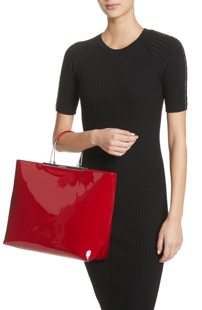 Shop Alexander Wang Dime Patent Leather Tote - Red In Lipstick