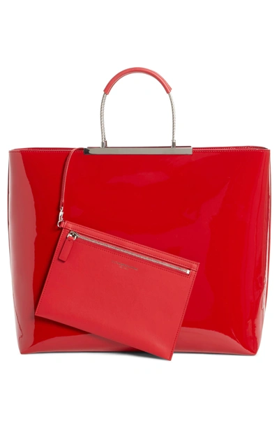 Shop Alexander Wang Dime Patent Leather Tote - Red In Lipstick