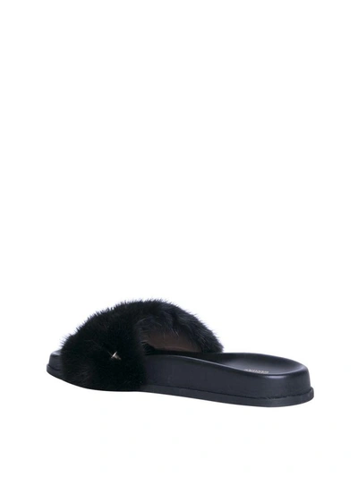 Shop Valentino Rockstud Mink Slides In Nero