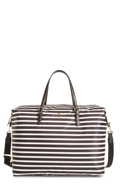 Shop Kate Spade Watson Lane Lyla Stripe Nylon Tote - Black In Black/ Clotted Cream