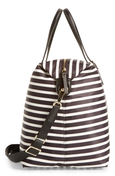 Shop Kate Spade Watson Lane Lyla Stripe Nylon Tote - Black In Black/ Clotted Cream