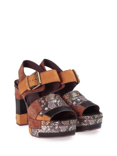 Shop See By Chloé Eva Patchwork Leather Sandals In Multi