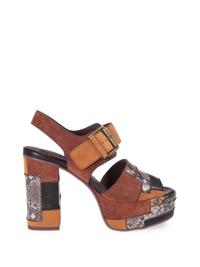 Shop See By Chloé Eva Patchwork Leather Sandals In Multi