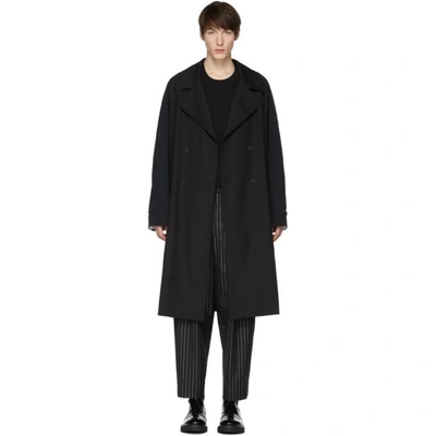 Shop Yang Li Black Contrast Sleeves Trench Coat In 99 Black