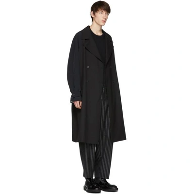 Shop Yang Li Black Contrast Sleeves Trench Coat In 99 Black