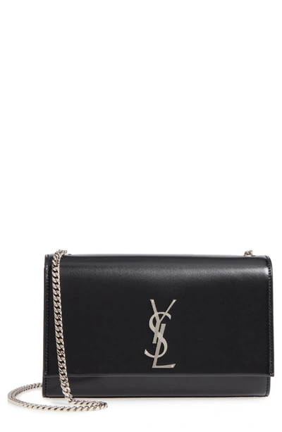 Shop Saint Laurent Medium Kate Calfskin Leather Crossbody Bag - Black In Noir