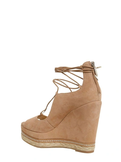 Shop Sam Edelman Harriet Peep Toe Wedges In Beige