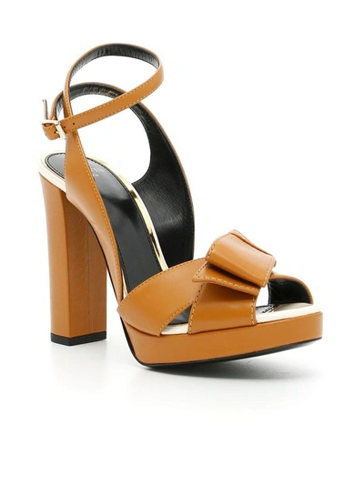 Shop Lanvin Nappa Sandals In Ochrebeige