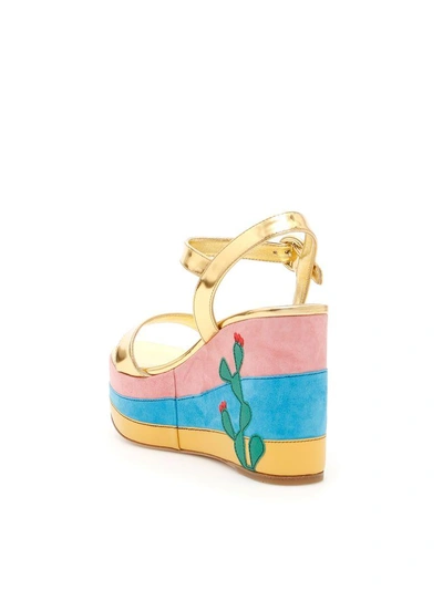 Shop Prada Mirror Calfskin Mexico Sandals In Oro|metallico