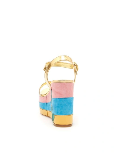 Shop Prada Mirror Calfskin Mexico Sandals In Oro|metallico