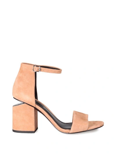 Shop Alexander Wang Abby Cut-out Suede Sandal In Beige