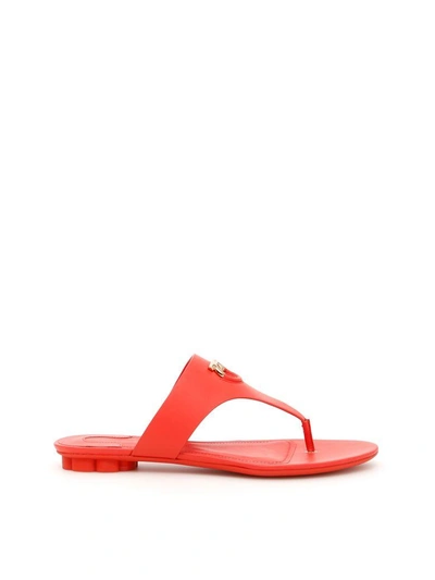Shop Ferragamo Calfskin Enfola Sandals In Corallo (red)